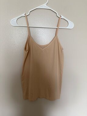 Beige V-Neck or Scoop Spaghetti Strap Tank Top